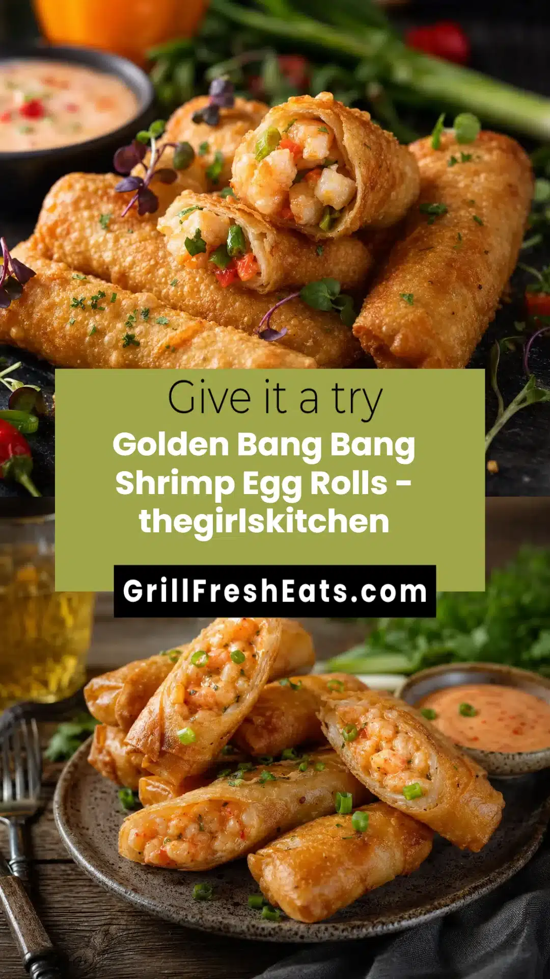 Golden Bang Bang Shrimp Egg Rolls - thegirlskitchen