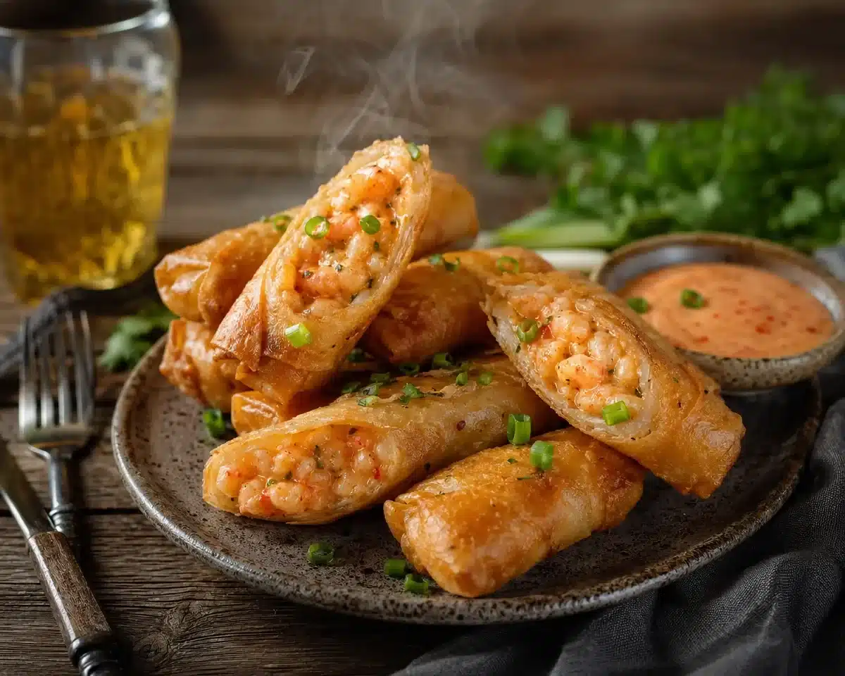 Golden Bang Bang Shrimp Egg Rolls - thegirlskitchen