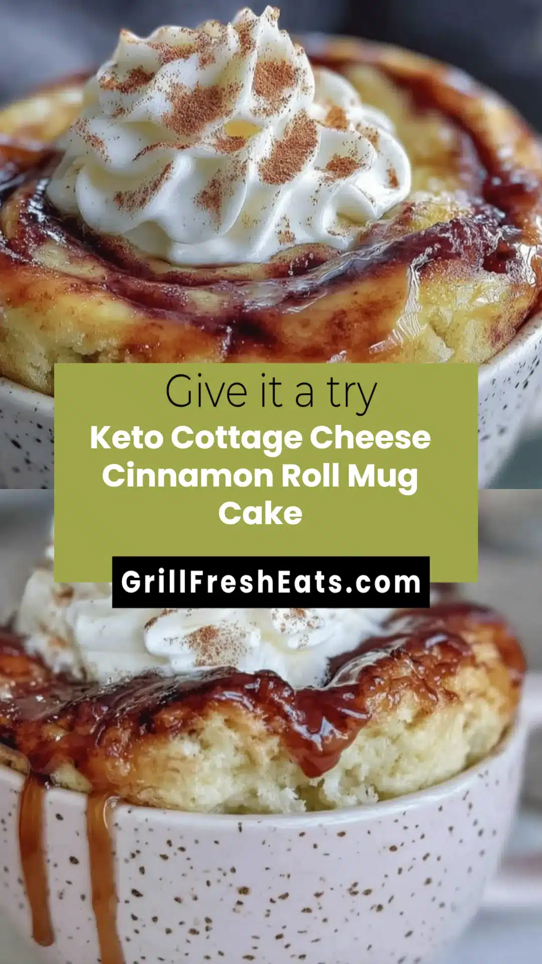 Keto Cottage Cheese Cinnamon Roll Mug Cake