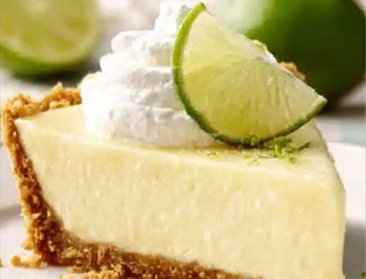 Key Lime Pie 4 Delicious slice of key lime pie topped with whipped cream on a plate