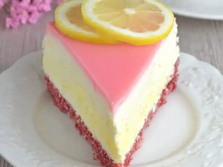 Lemon Cheesecake with Strawberry Crust 2 Lemon Cheesecake with Strawberry Crust