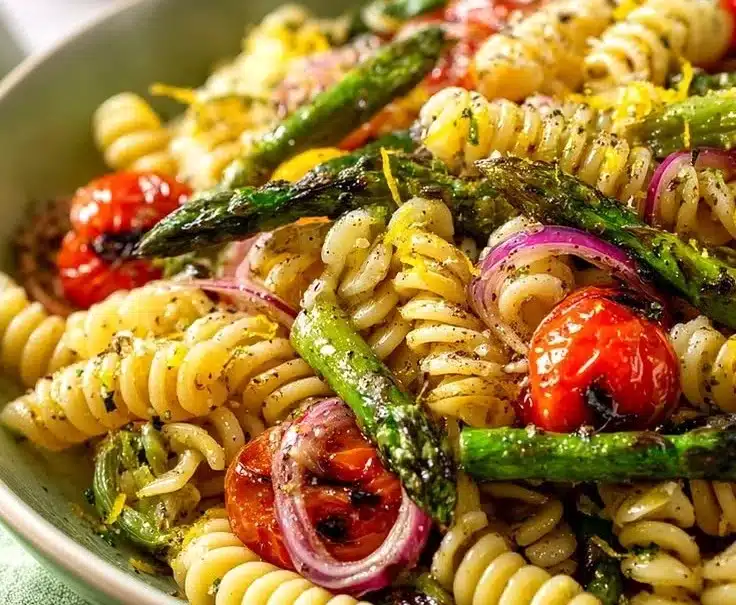 Simple Grilled Asparagus Pasta Salad