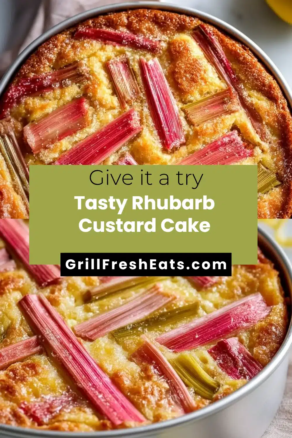 Tasty Rhubarb Custard Cake