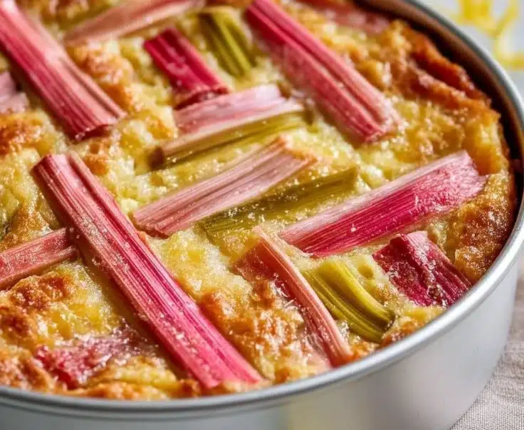 Tasty Rhubarb Custard Cake