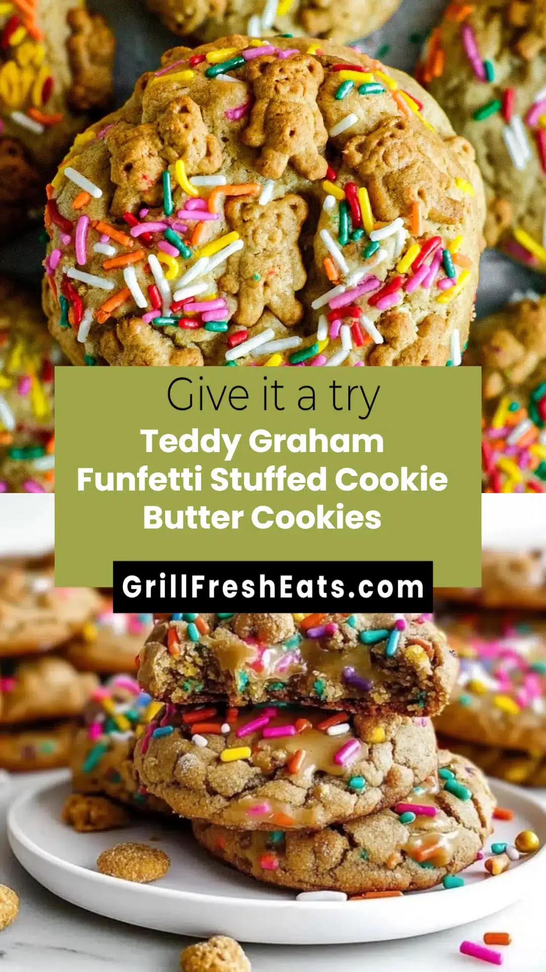 Teddy Graham Funfetti Stuffed Cookie Butter Cookies