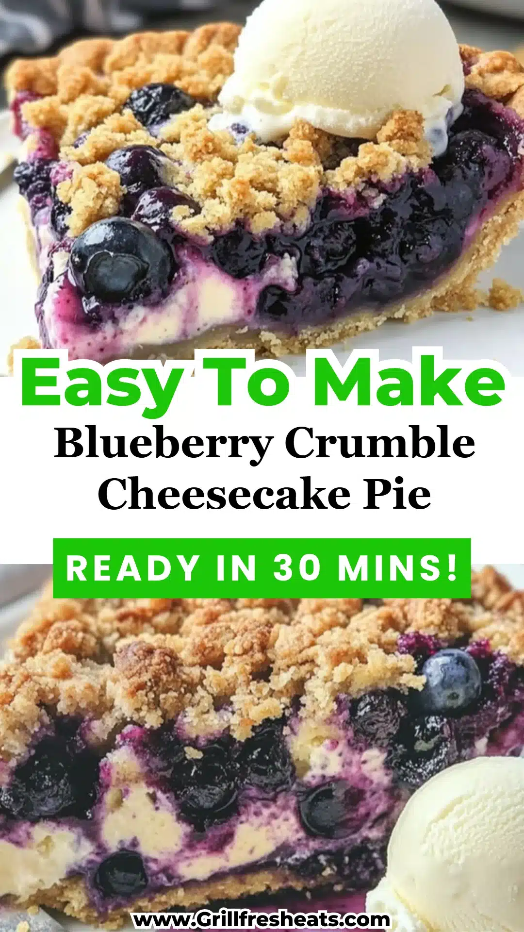 Blueberry Crumble Cheesecake Pie