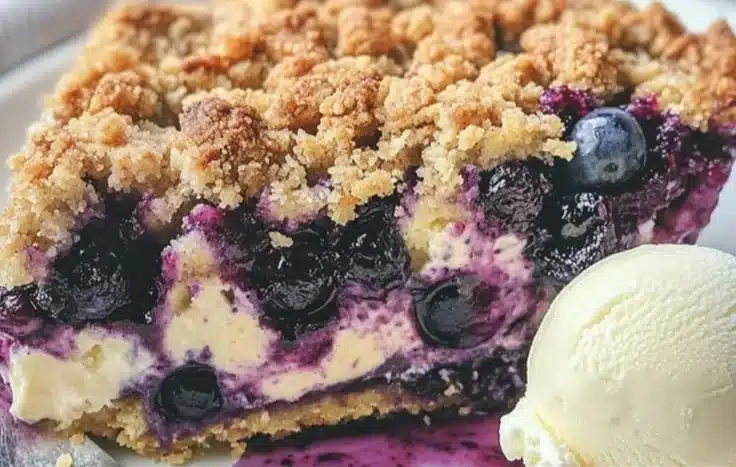 Blueberry Crumble Cheesecake Pie