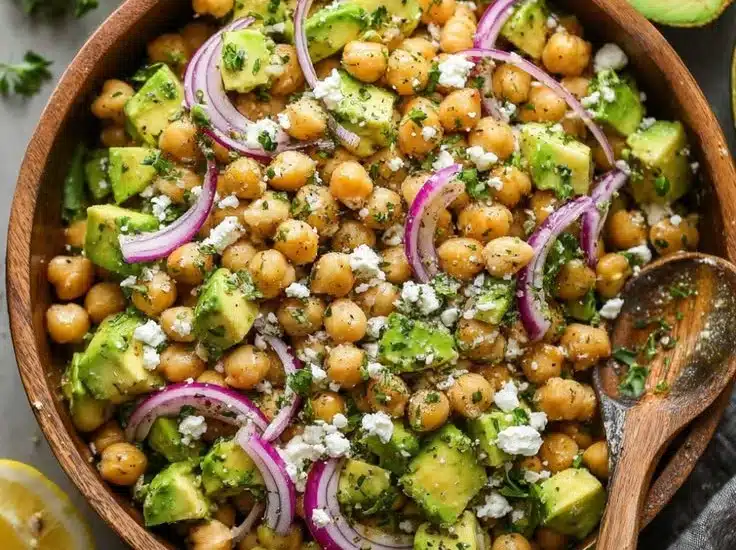 Creamy Chickpea Feta Avocado Salad