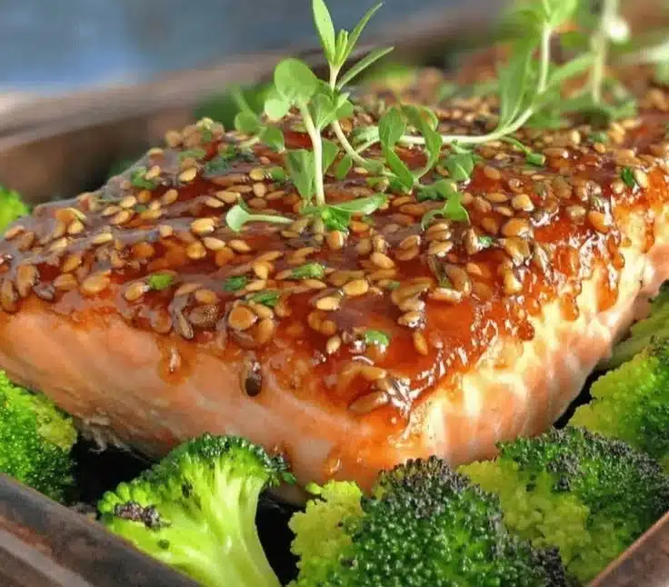 Delicious sheet pan maple dijon salmon dish ready for a weeknight dinner