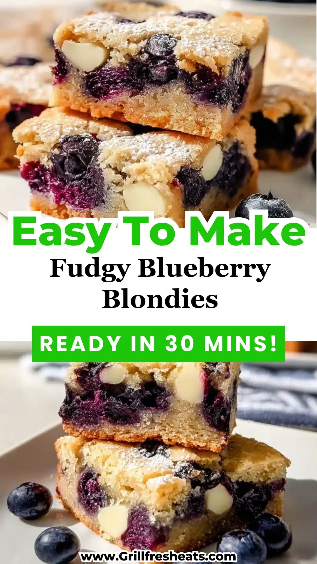 Fudgy Blueberry Blondies 1 Fudgy Blueberry Blondies