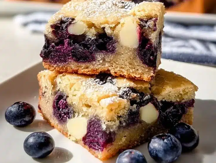 Fudgy Blueberry Blondies 3 Fudgy Blueberry Blondies