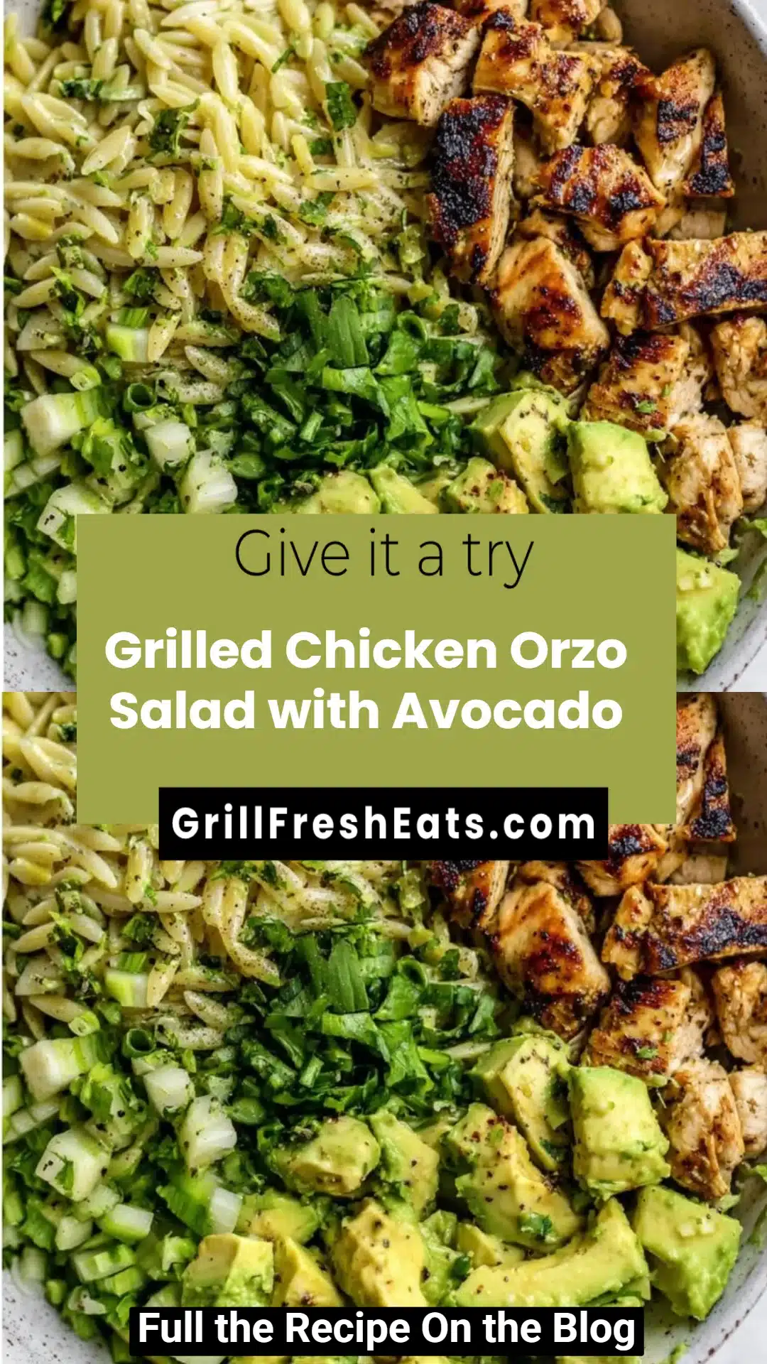 Grilled Chicken Orzo Salad with Avocado