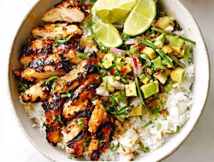 Honey Lime Chicken & Avocado Rice Bowl