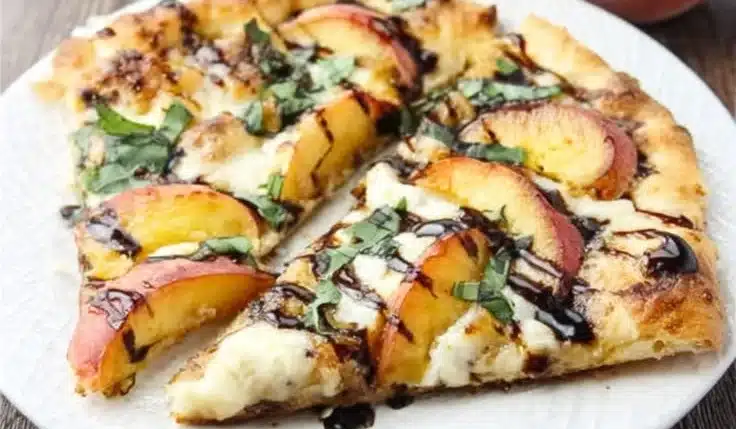 Peach & Basil Naan Bread Pizza 3 Peach & Basil Naan Bread Pizza