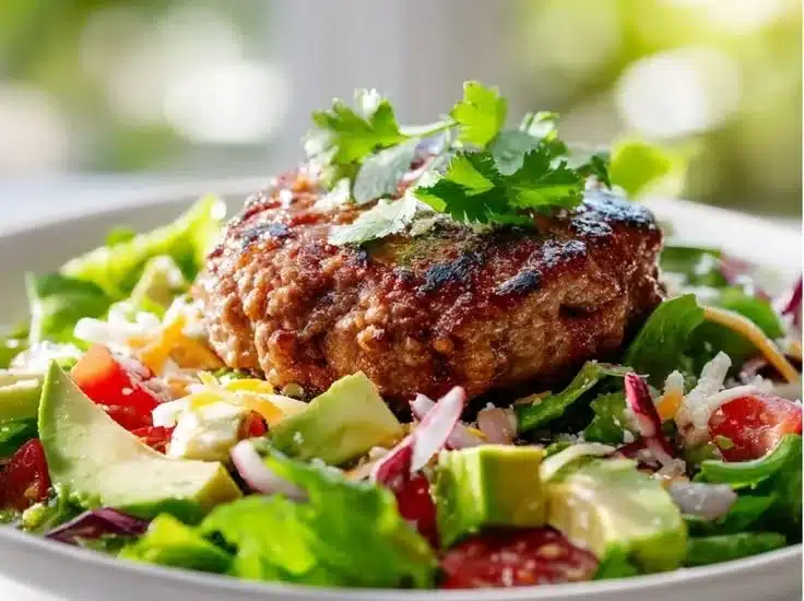 Savory Burger Bowls 5 Savory burger bowls filled with fresh ingredients and delicious flavors