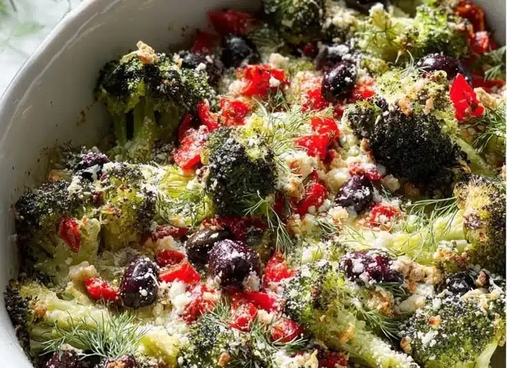 Savory Mediterranean Broccoli Delight 5 Plate of savory Mediterranean broccoli delight with olive oil and herbs