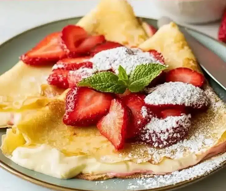 Strawberry Crepes with Cream Cheese Filling