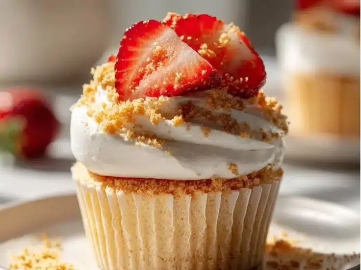 Strawberry Shortcake Crunch Cupcakes