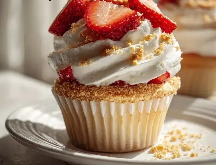 Strawberry Shortcake Crunch Cupcakes