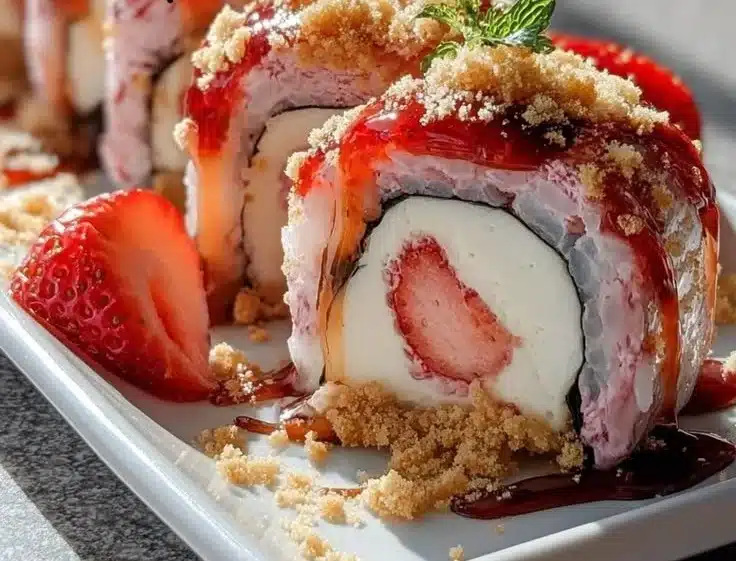 Strawberry Shortcake Sushi Rolls 3 Strawberry Shortcake Sushi Rolls