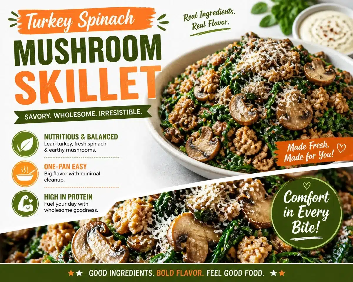 Turkey Spinach Mushroom Skillet