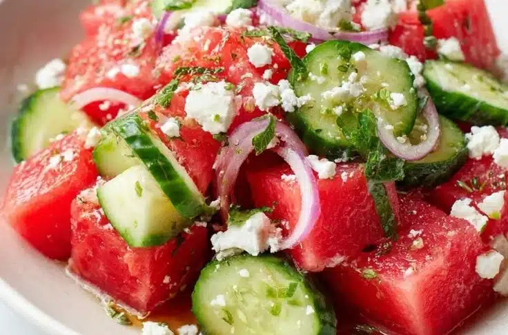Watermelon Cucumber Feta Salad