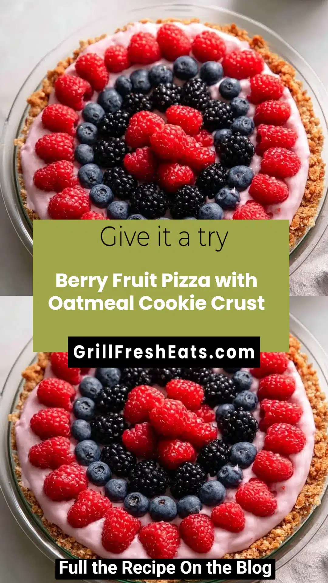 Berry Fruit Pizza with Oatmeal Cookie Crust