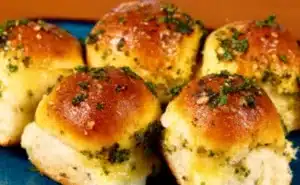 Delicious cheese stuffed garlic rolls fresh out of the oven