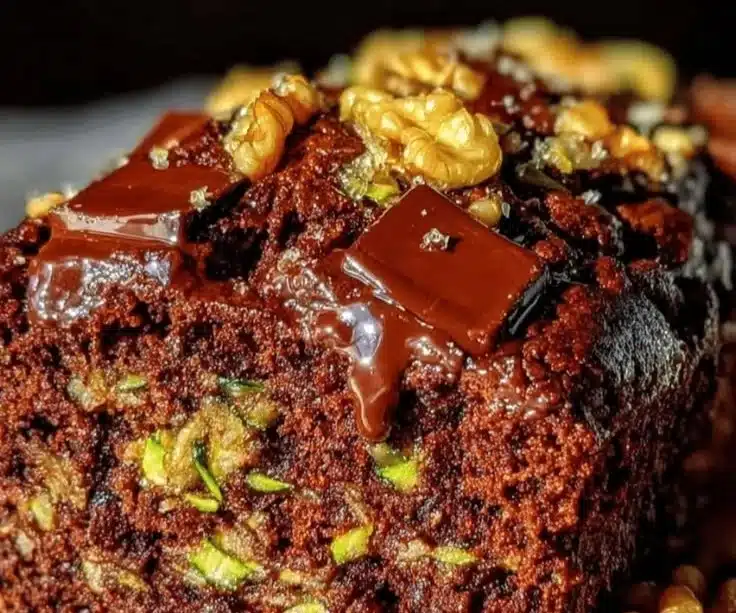 Delicious homemade Chocolate Zucchini Bread on a wooden table