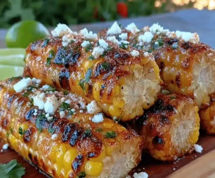 Grill Fresh Eats 3 Cilantro lime grilled corn ribs served on a platter with fresh herbs