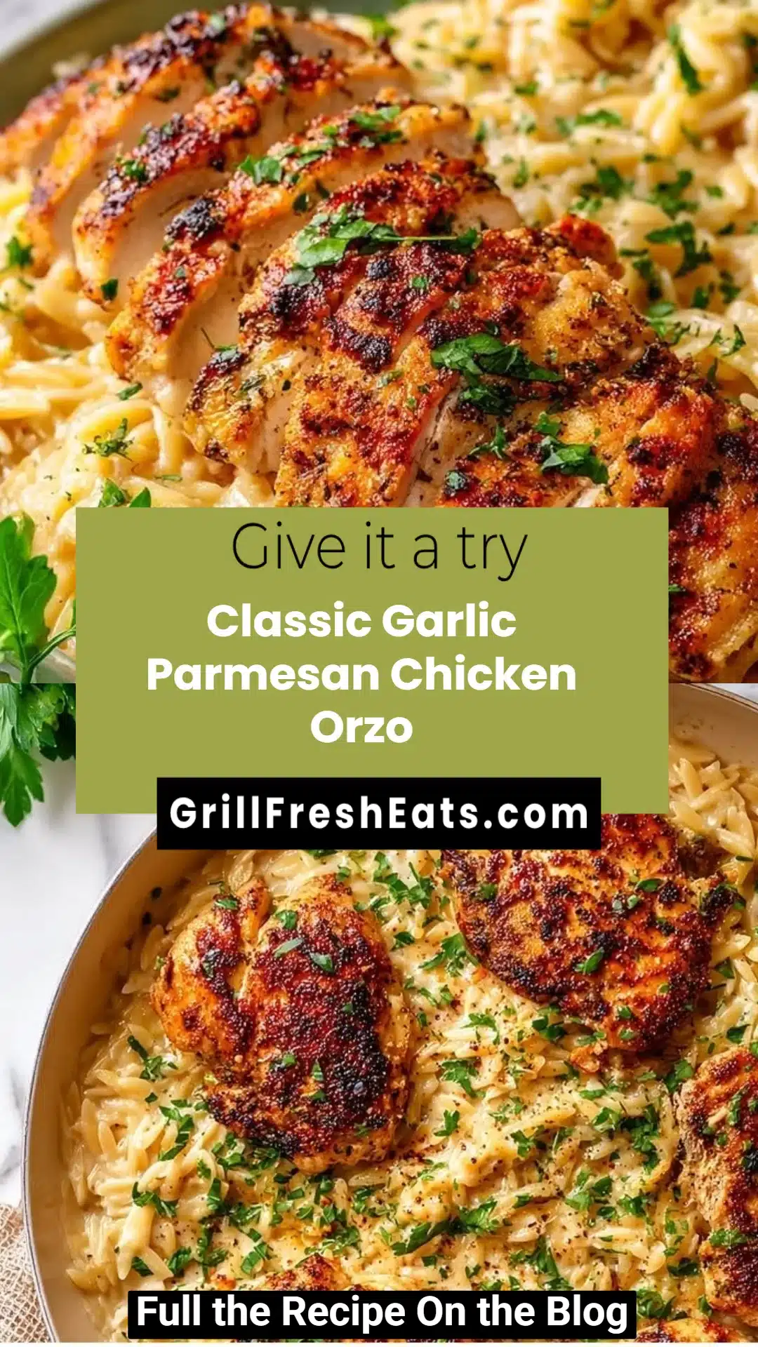 Classic Garlic Parmesan Chicken Orzo