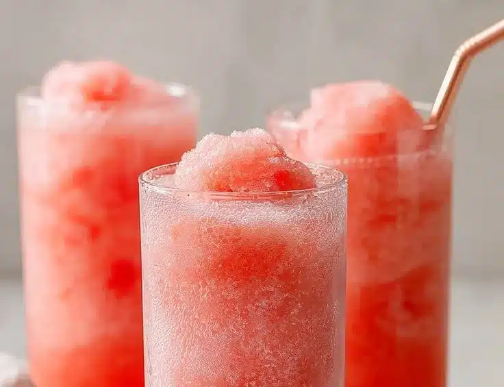 Refreshing classic watermelon sorbet floats served in a glass
