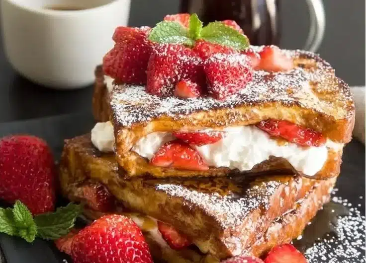 Cream Cheese Stuffed French Toast with Strawberries