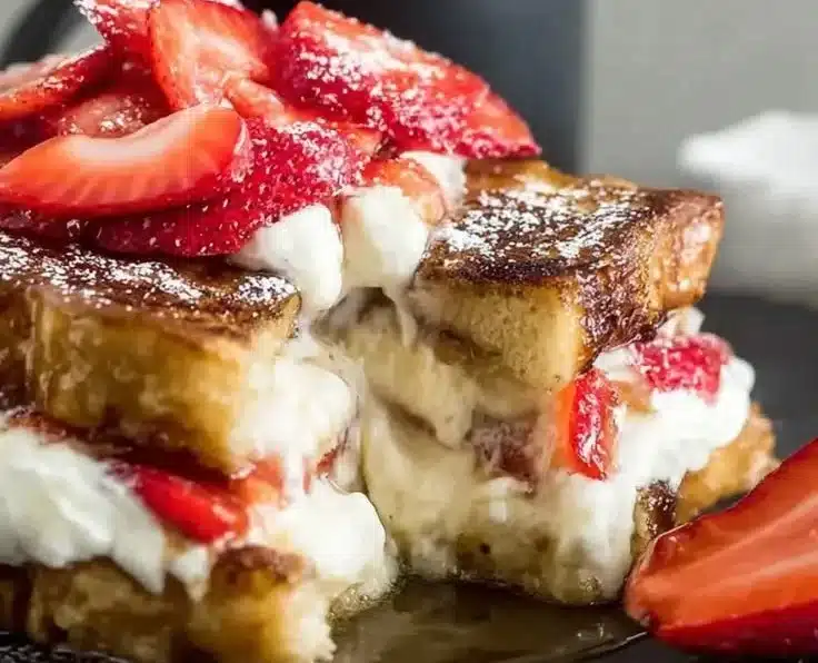 Cream Cheese Stuffed French Toast with Strawberries