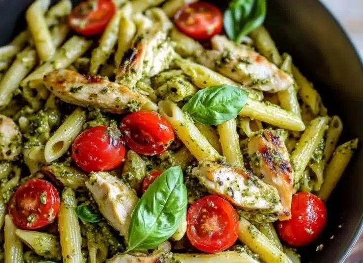 Creamy Pesto Pasta with Chicken and Tomatoes