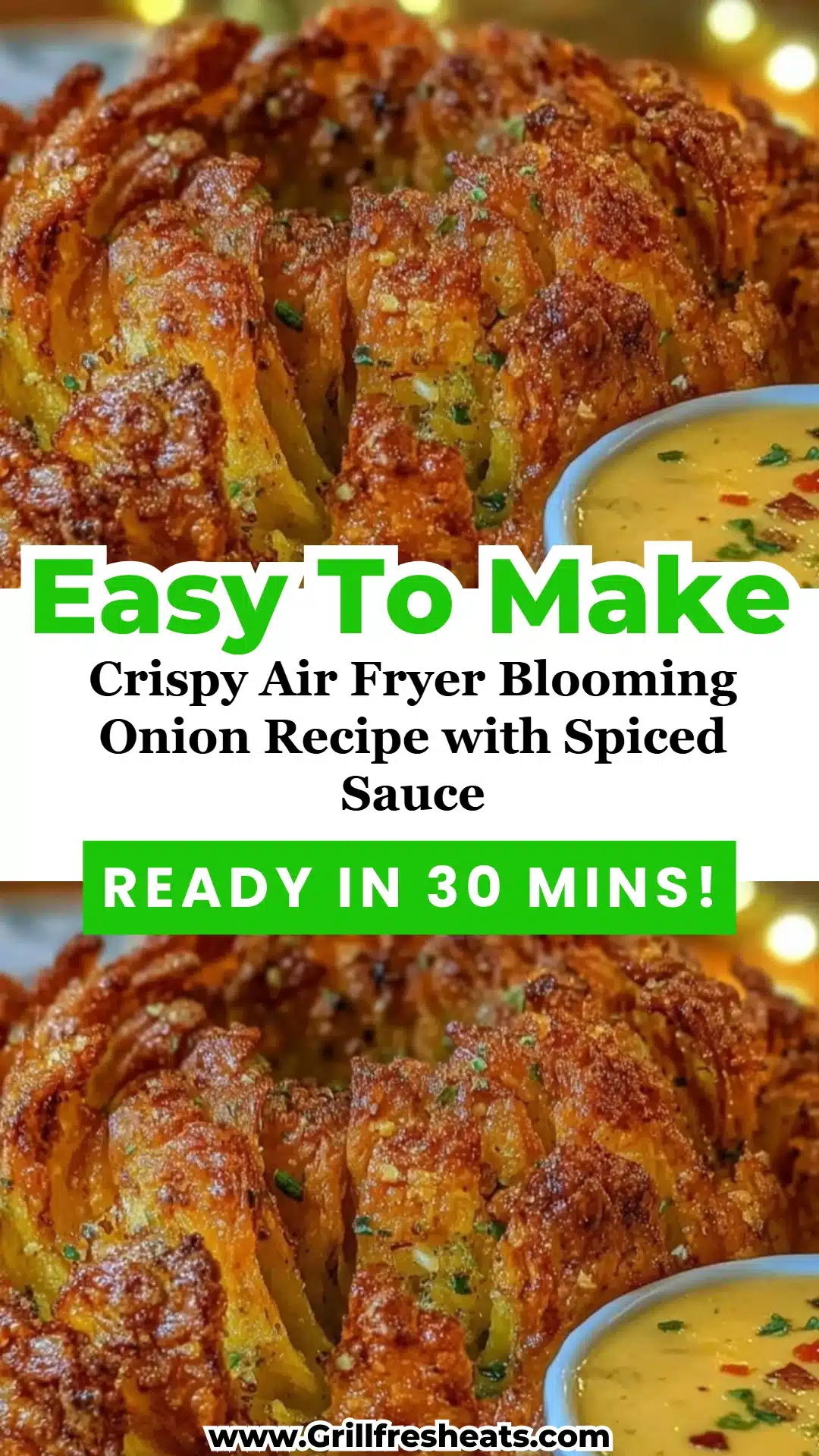 Crispy Air Fryer Blooming Onion Recipe with Spiced Sauce