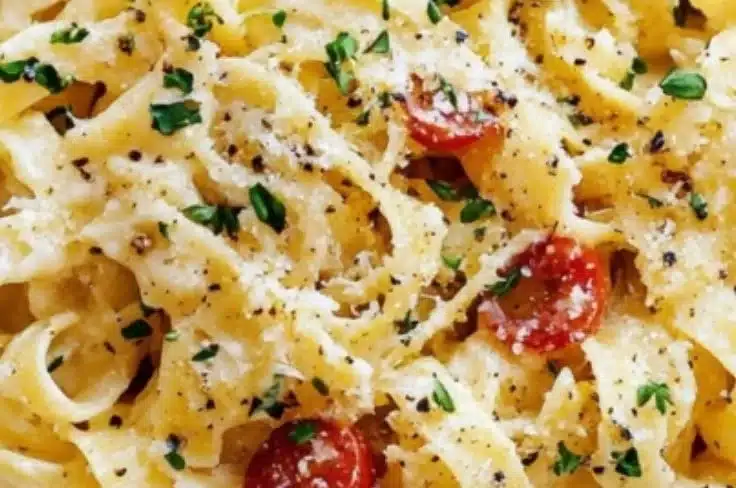 Creamy Easy Boursin Pasta served in a bowl with fresh herbs and cheese on top