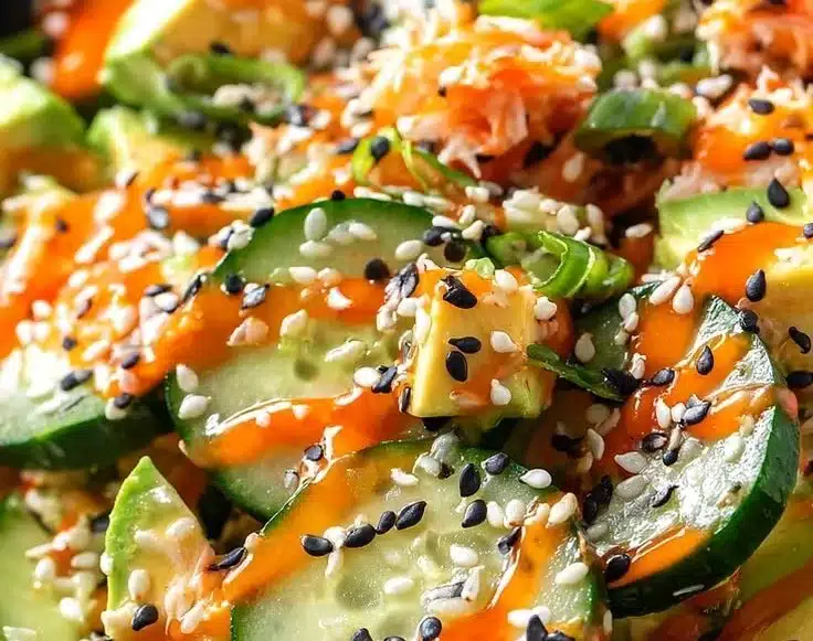 Easy California Roll Cucumber Salad 2 Easy California Roll Cucumber Salad