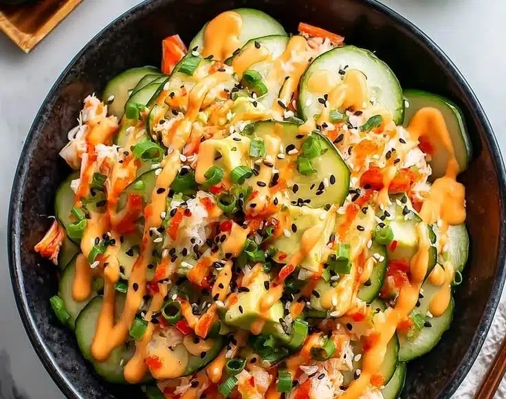 Easy California Roll Cucumber Salad 3 Easy California Roll Cucumber Salad