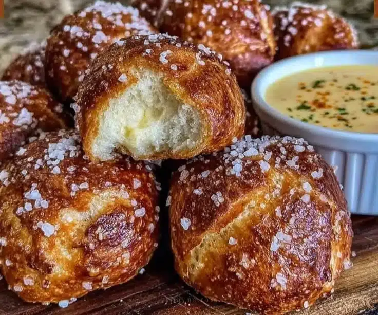 Easy Homemade Soft Pretzel Bites with Creamy Beer Cheese Sauce