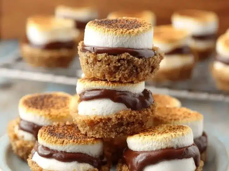 Delicious homemade S'mores Bites made with chocolate, marshmallows, and graham crackers