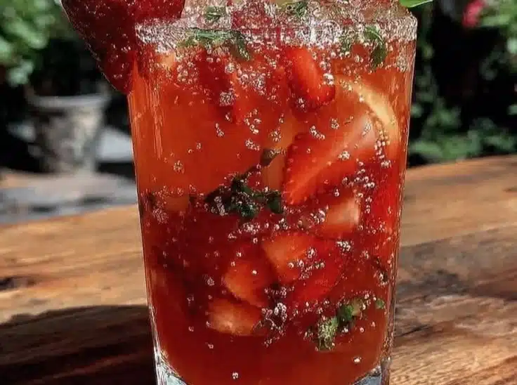 Fresh Strawberry Basil Lemonade Spritzer
