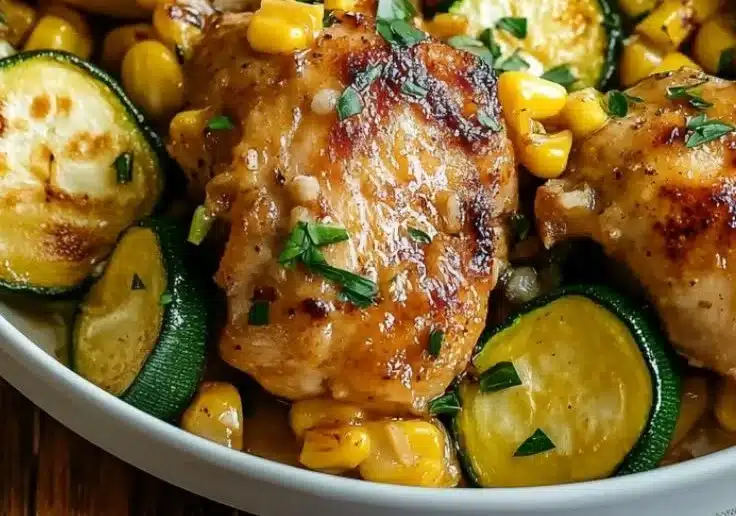 Garlic Butter Chicken with Zucchini and Corn 2 Garlic Butter Chicken with Zucchini and Corn