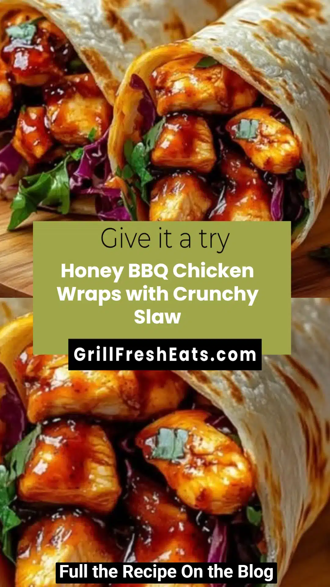 Honey BBQ Chicken Wraps with Crunchy Slaw