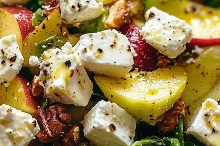 Delicious Honeycrisp Apple Feta Salad with nuts and greens