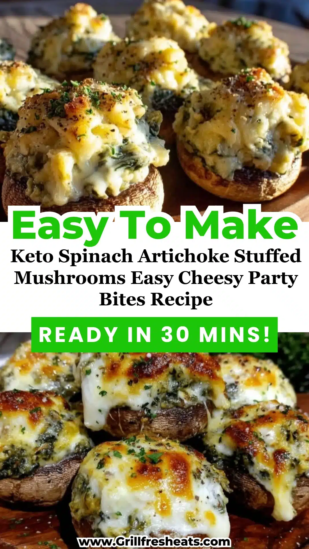 Keto Spinach Artichoke Stuffed Mushrooms Easy Cheesy Party Bites Recipe 1 Keto Spinach Artichoke Stuffed Mushrooms Easy Cheesy Party Bites Recipe