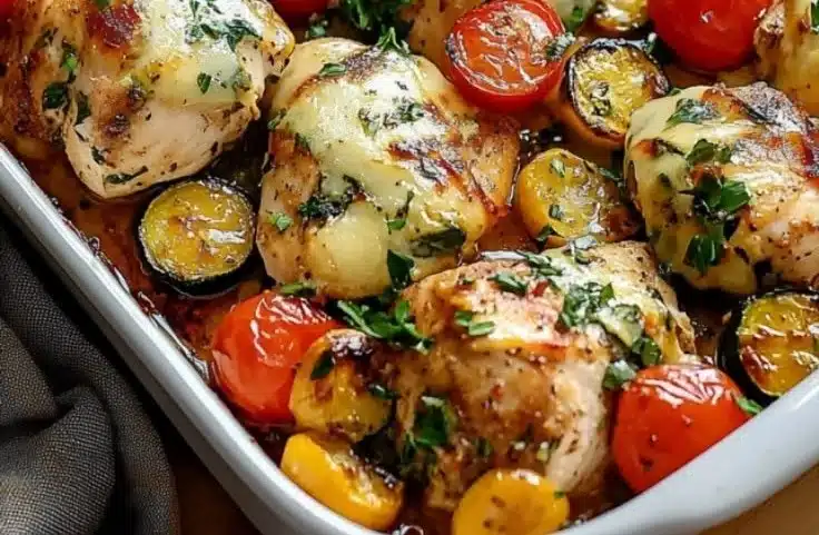 Mediterranean Chicken Zucchini Sheet Pan Delight