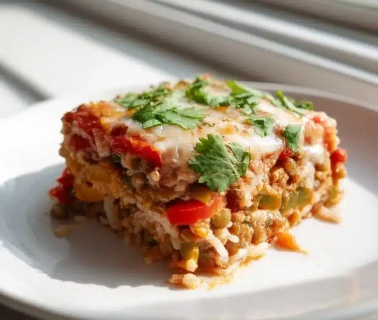 Mexican Lentil and Rice Casserole 5 Delicious Mexican Lentil Rice Casserole topped with fresh herbs and spices