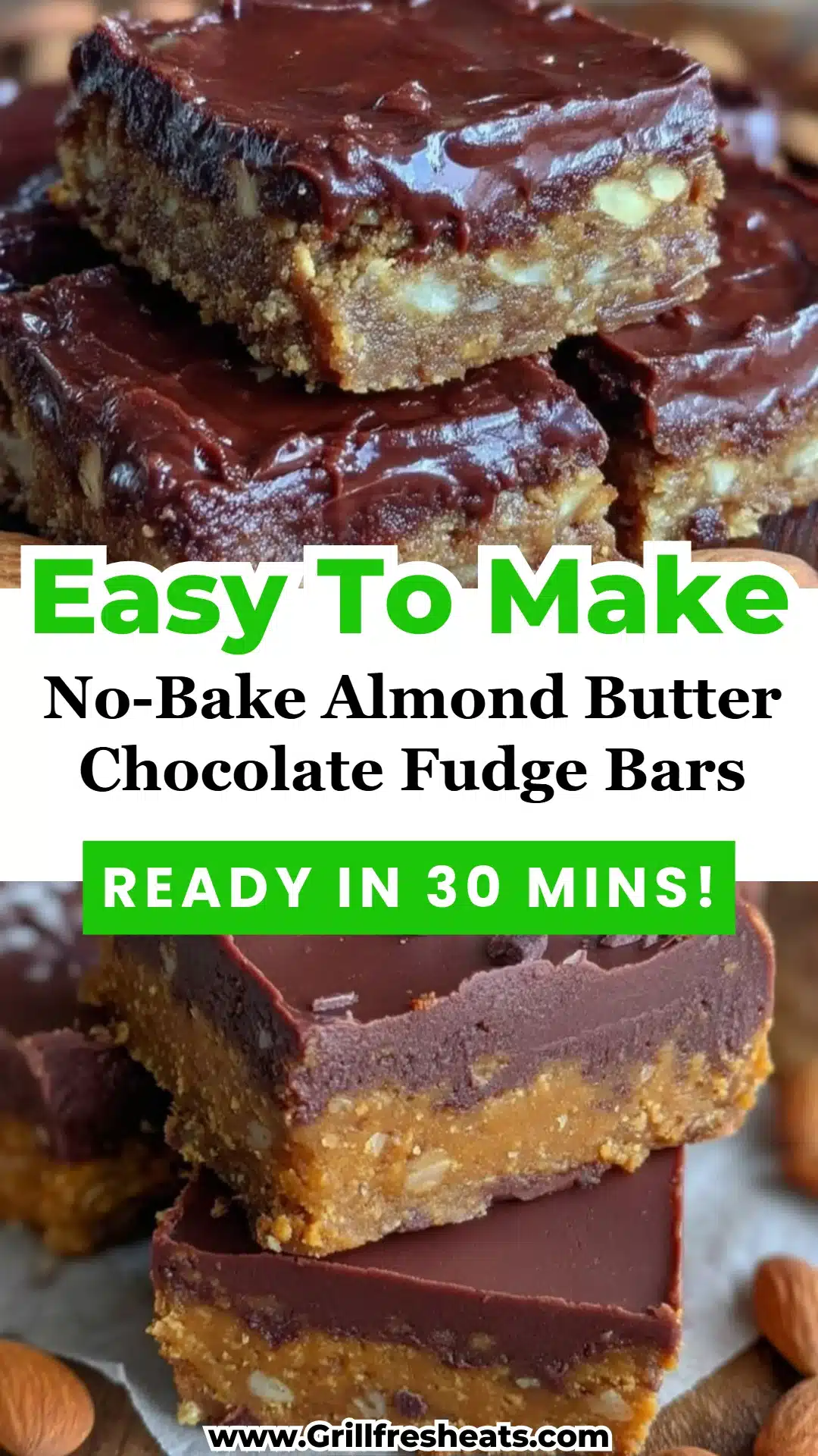 No-Bake Almond Butter Chocolate Fudge Bars 1 No-Bake Almond Butter Chocolate Fudge Bars