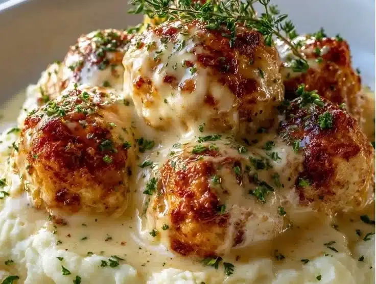 Parmesan Chicken Bombs 2 Parmesan Chicken Bombs ready to be served on a platter